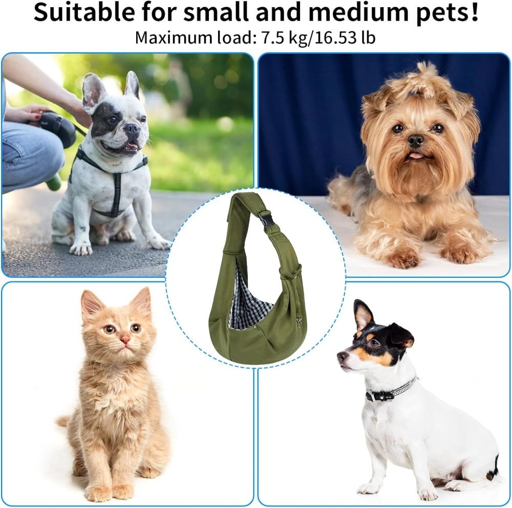 Sarsumir Dog Carrier Bag Dog Sling, Hand Free Pet Carrier for Small Medium Cat Dog, Puppy Carrier with Adjustable Shoulder Strap Puppy Sling for Travel Walking Shopping, Black