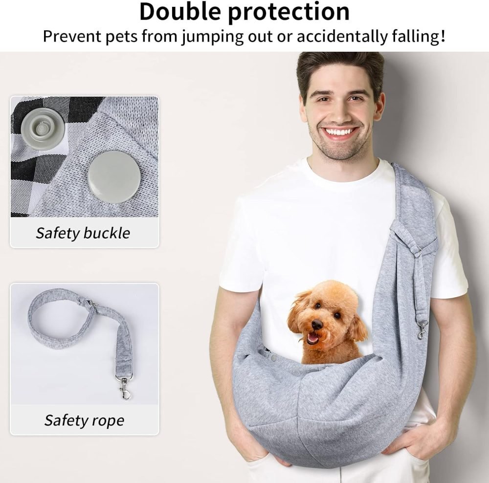 Sarsumir Dog Carrier Bag Dog Sling, Hand Free Pet Carrier for Small Medium Cat Dog, Puppy Carrier with Adjustable Shoulder Strap Puppy Sling for Travel Walking Shopping, Black