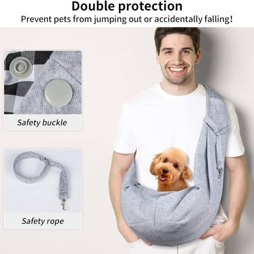 Sarsumir Dog Carrier Bag Dog Sling, Hand Free Pet Carrier for Small Medium Cat Dog, Puppy Carrier with Adjustable Shoulder Strap Puppy Sling for Travel Walking Shopping, Black