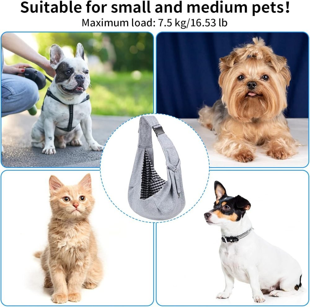 Sarsumir Dog Carrier Bag Dog Sling, Hand Free Pet Carrier for Small Medium Cat Dog, Puppy Carrier with Adjustable Shoulder Strap Puppy Sling for Travel Walking Shopping, Black