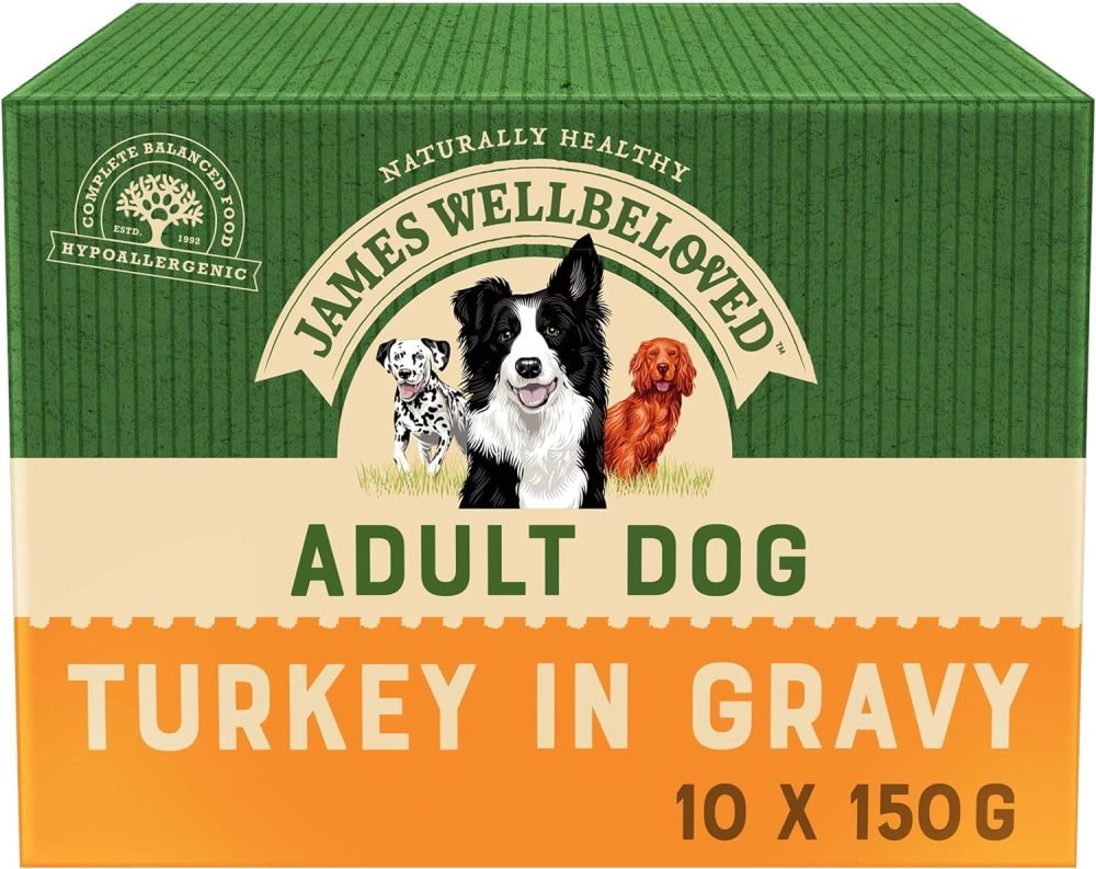 James Wellbeloved Complete Wet Adult Dog Food Turkey Rice and Vegetables, 10 x 150 g