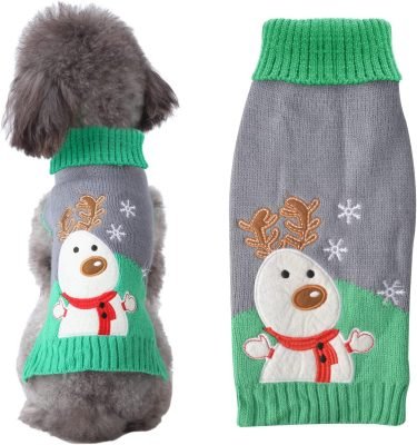 SKXEO Christmas Dog Jumper Snowflake Reindeer Pattern