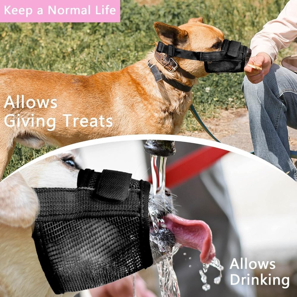 YAODHAOD Nylon Mesh Breathable Dog Mouth Cover, Quick Fit Dog Muzzle with Adjustable Straps