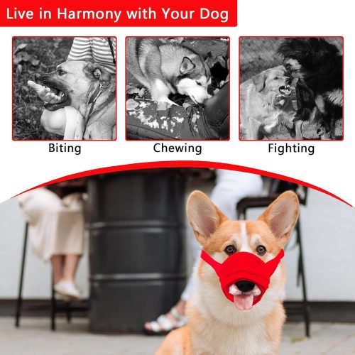 YAODHAOD Nylon Mesh Breathable Dog Mouth Cover, Quick Fit Dog Muzzle with Adjustable Straps