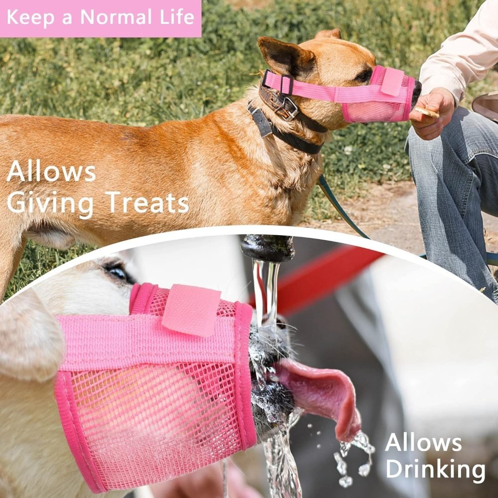 YAODHAOD Nylon Mesh Breathable Dog Mouth Cover, Quick Fit Dog Muzzle with Adjustable Straps