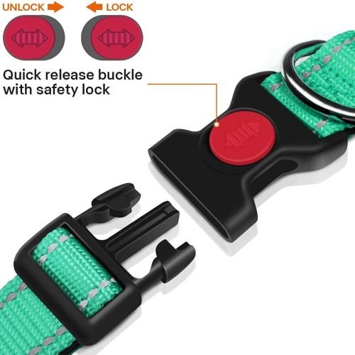 Taglory Reflective Nylon Dog Collar with Safety Buckle